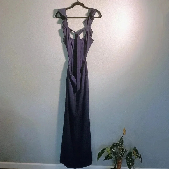 Lulus Sweetest Entrance Navy Blue Ruffled Tie-Back Maxi Dress/Large NWOT - Picture 13 of 16